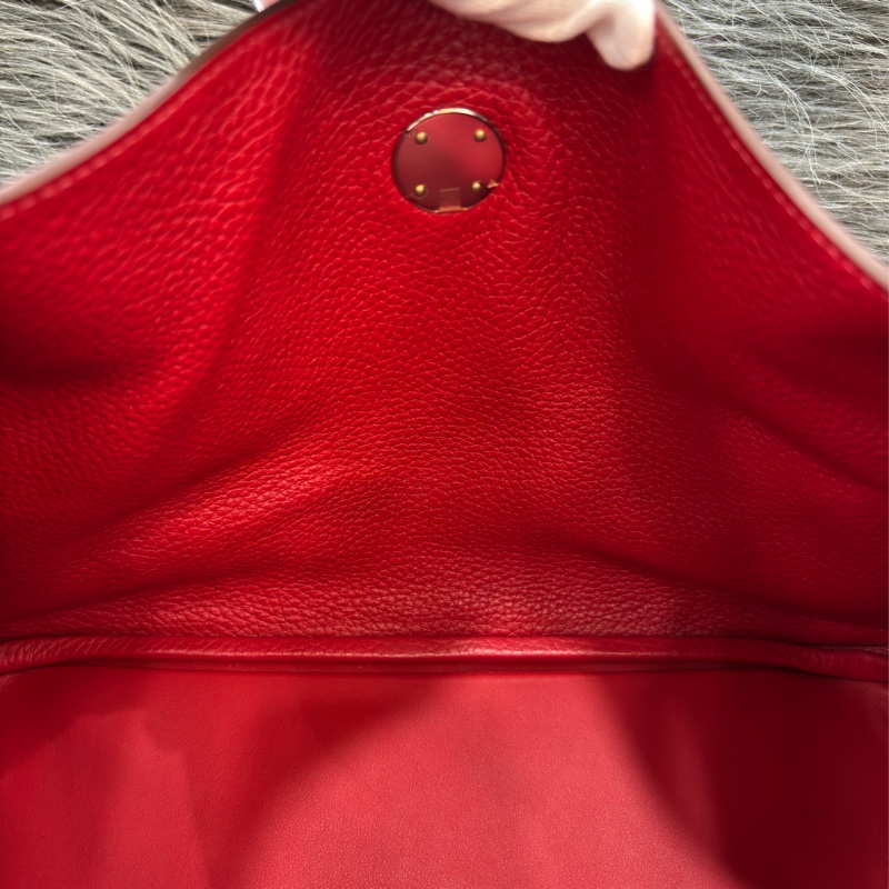 HERMES TC 荔枝皮 蕃茄 紅 銀釦 LINDY 34 手提包 肩背包 2用包 拉鍊包-71