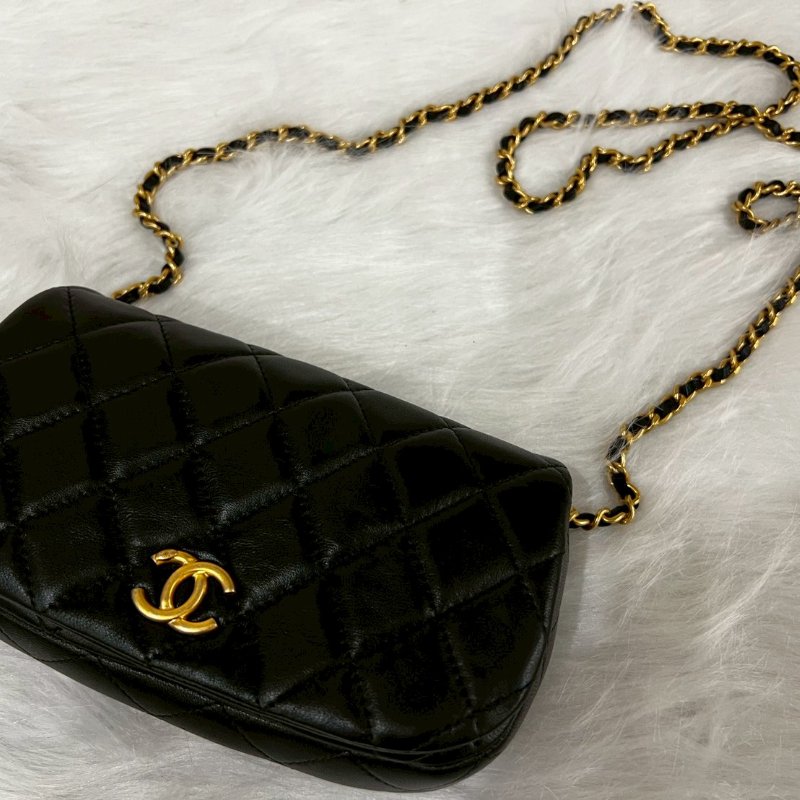 CHANEL全新 黑金小羊皮斜背包 Woc/巴黎康朋總店購入 /全套購證配件-1