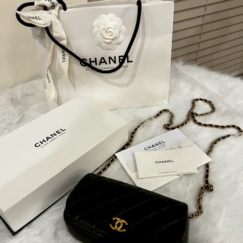 CHANEL全新 黑金小羊皮斜背包 Woc/巴黎康朋總店購入 /全套購證配件-3