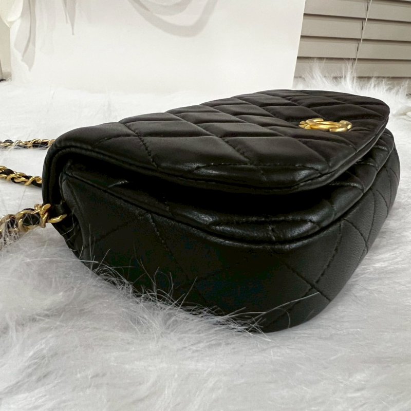 CHANEL全新 黑金小羊皮斜背包 Woc/巴黎康朋總店購入 /全套購證配件-4