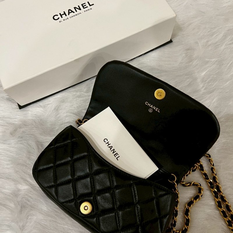 CHANEL全新 黑金小羊皮斜背包 Woc/巴黎康朋總店購入 /全套購證配件-8