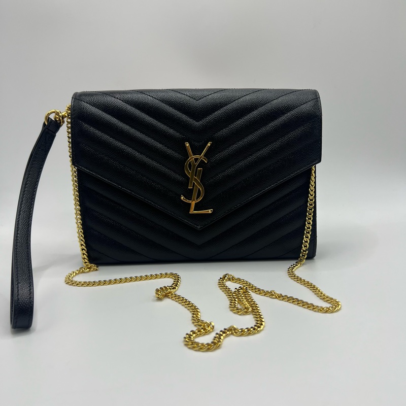 YSL/圣罗兰+黑金链条信封包-0