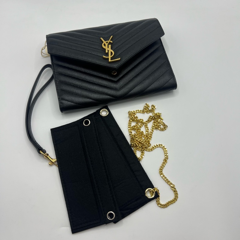 YSL/圣罗兰+黑金链条信封包-6