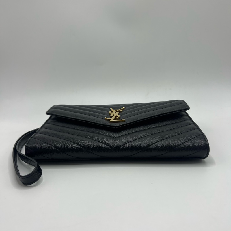 YSL/圣罗兰+黑金链条信封包-8