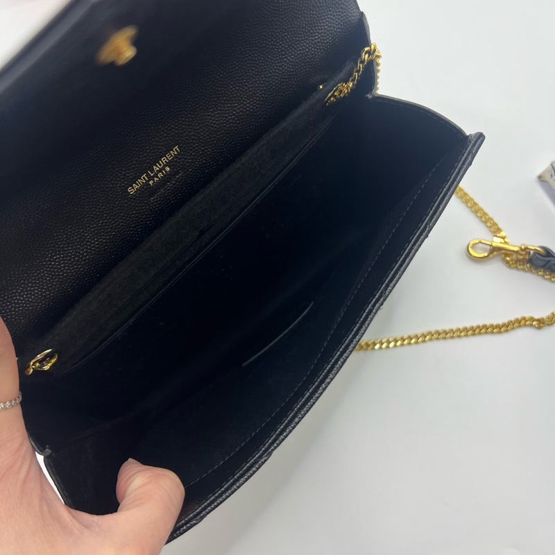YSL/圣罗兰+黑金链条信封包-9
