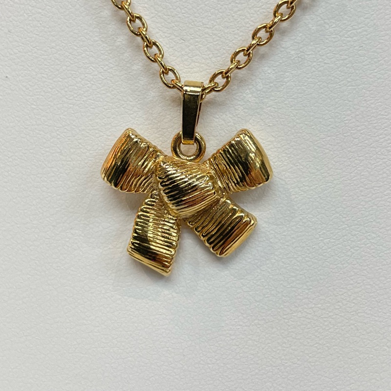 Dior 中古vintage 金色樹紋蝴蝶結項鏈 X735A-1