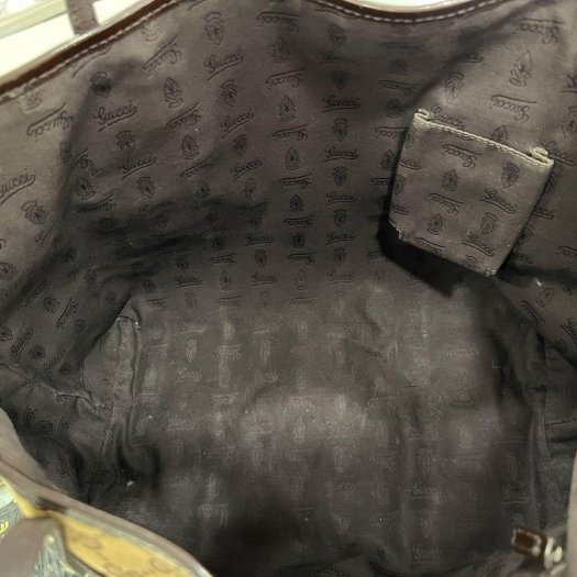 東區正精品㊣GUCCI Jolie 211970 咖啡色緹花布拼漆皮邊公仔包購物包肩背包 RZ5927-2