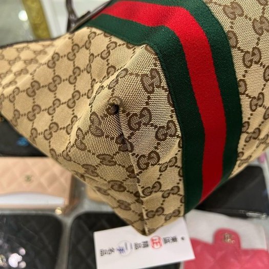 東區正精品㊣GUCCI Jolie 211970 咖啡色緹花布拼漆皮邊公仔包購物包肩背包 RZ5927-4