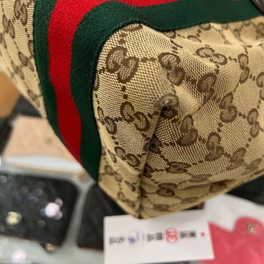 東區正精品㊣GUCCI Jolie 211970 咖啡色緹花布拼漆皮邊公仔包購物包肩背包 RZ5927-5
