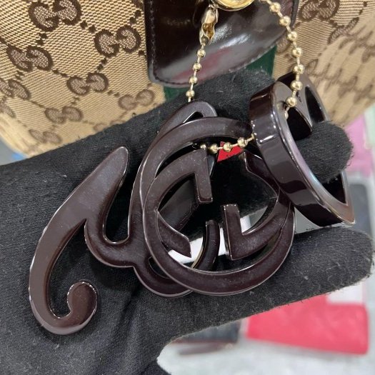 東區正精品㊣GUCCI Jolie 211970 咖啡色緹花布拼漆皮邊公仔包購物包肩背包 RZ5927-7