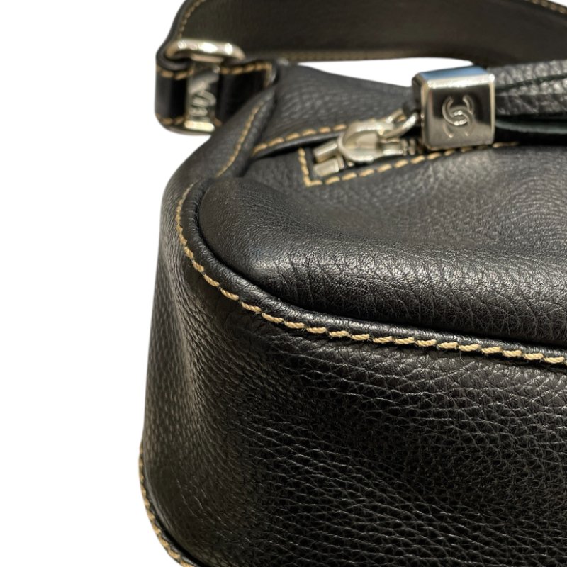 CHANEL 香奈兒 流蘇單肩腋下包 皮革 黑色 銀釦-5