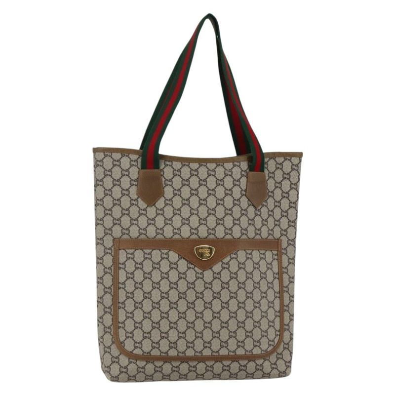 【日本直送】GUCCI GG Plus Supreme Web Sherry Line 手提包 PVC 米色 金色 正品 ep11042-0