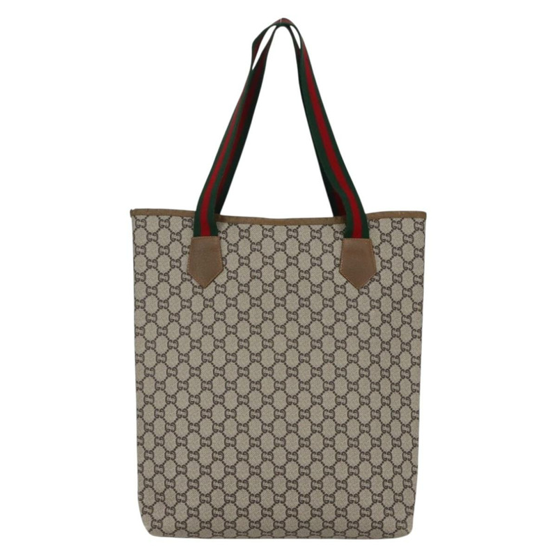 【日本直送】GUCCI GG Plus Supreme Web Sherry Line 手提包 PVC 米色 金色 正品 ep11042-1
