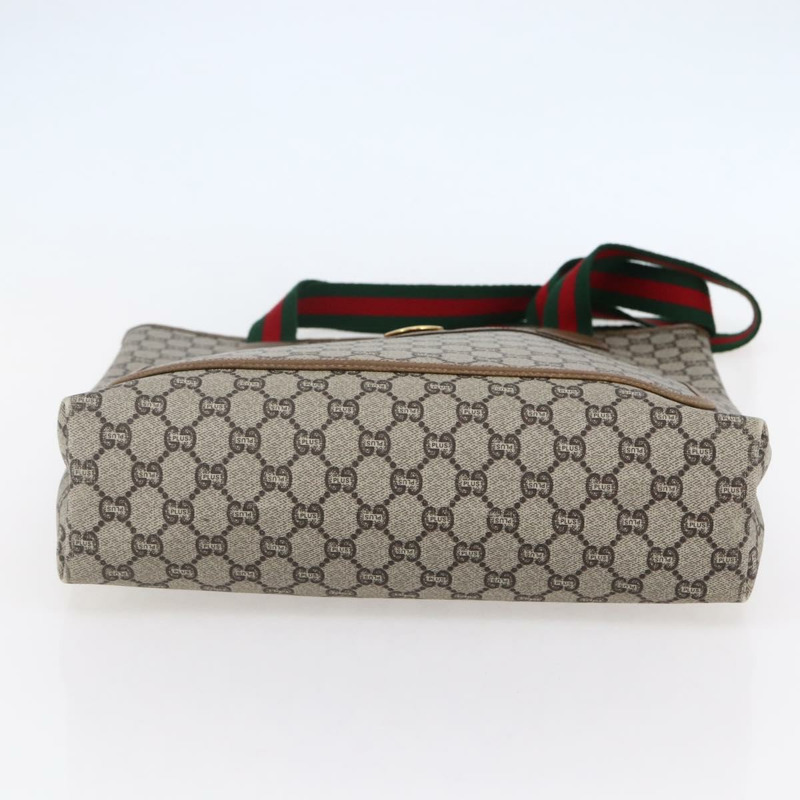 【日本直送】GUCCI GG Plus Supreme Web Sherry Line 手提包 PVC 米色 金色 正品 ep11042-4