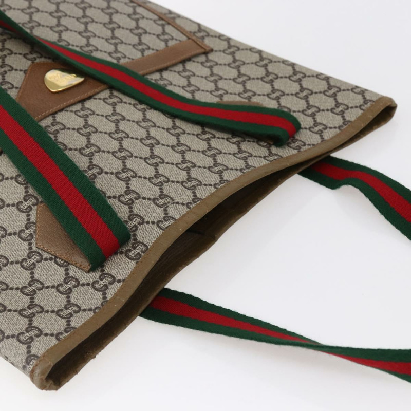【日本直送】GUCCI GG Plus Supreme Web Sherry Line 手提包 PVC 米色 金色 正品 ep11042-5