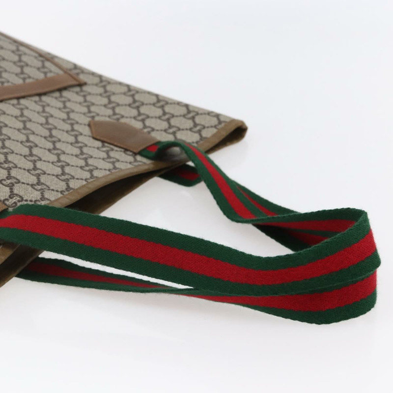 【日本直送】GUCCI GG Plus Supreme Web Sherry Line 手提包 PVC 米色 金色 正品 ep11042-6