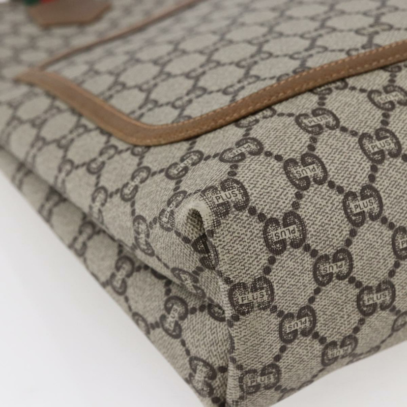 【日本直送】GUCCI GG Plus Supreme Web Sherry Line 手提包 PVC 米色 金色 正品 ep11042-13