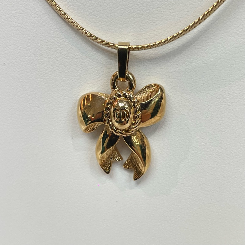 Dior 中古 vintage 金色蝴蝶結項鏈 X732-1