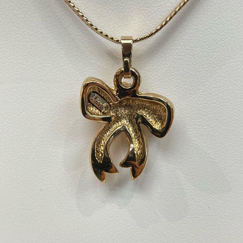 Dior 中古 vintage 金色蝴蝶結項鏈 X732-2