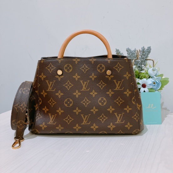 TK1840  Louis Vuitton路易威登經典老花手提單肩斜挎包M41055 Montaigne BB Bag-0