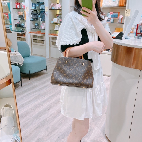 TK1840  Louis Vuitton路易威登經典老花手提單肩斜挎包M41055 Montaigne BB Bag-1