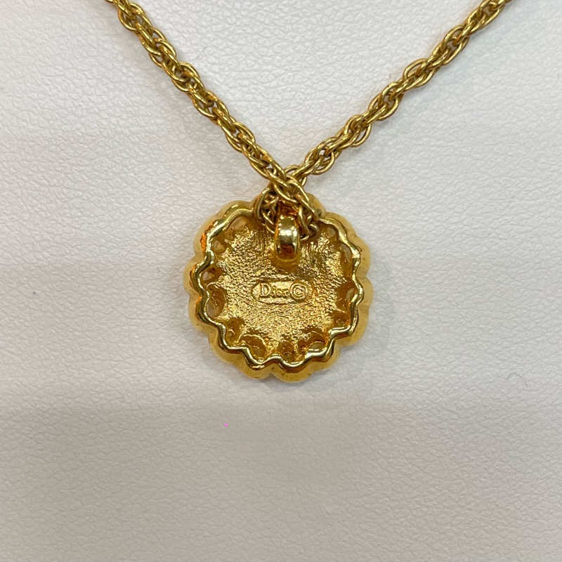 Dior 中古 vintage 金色CD logo圓形項鏈 I066-2