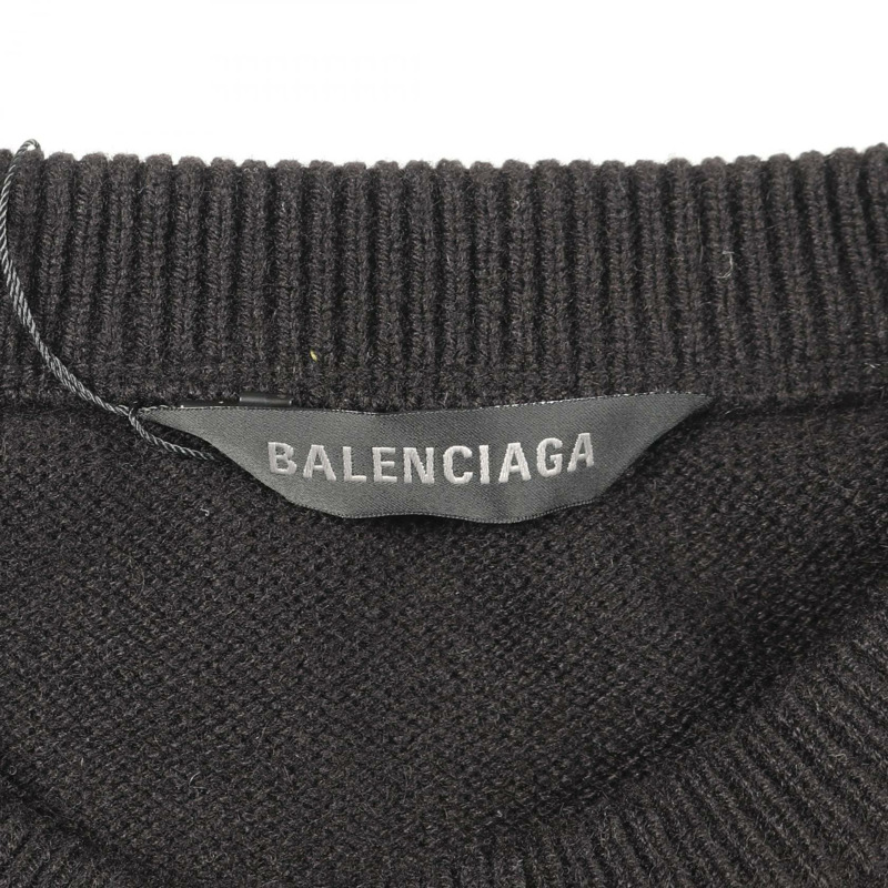BALENCIAGA 套頭毛衣針織羊絨黑色 2 碼 二手男式-2