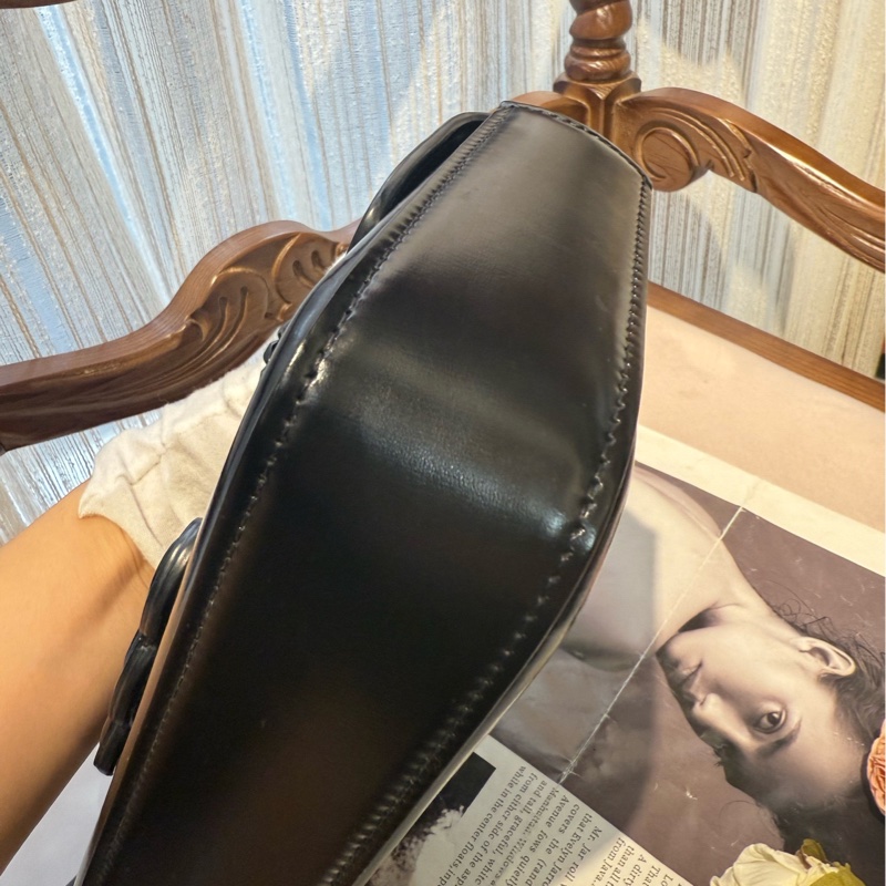 Celine 黑色凯旋门 黑色链条 腋下包-5