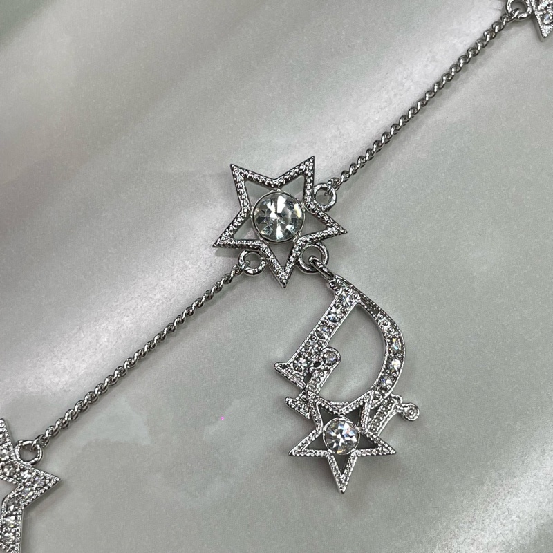 Dior Oblique 銀色星星水鑽手鏈 XB619-1