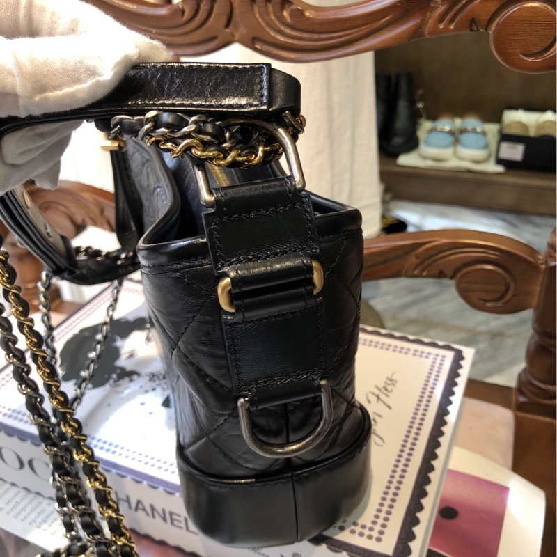 Chanel 香奈儿黑金流浪包 小号 28开-2