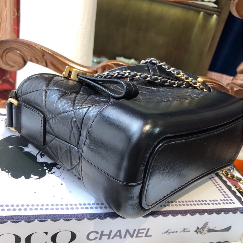 Chanel 香奈儿黑金流浪包 小号 28开-5