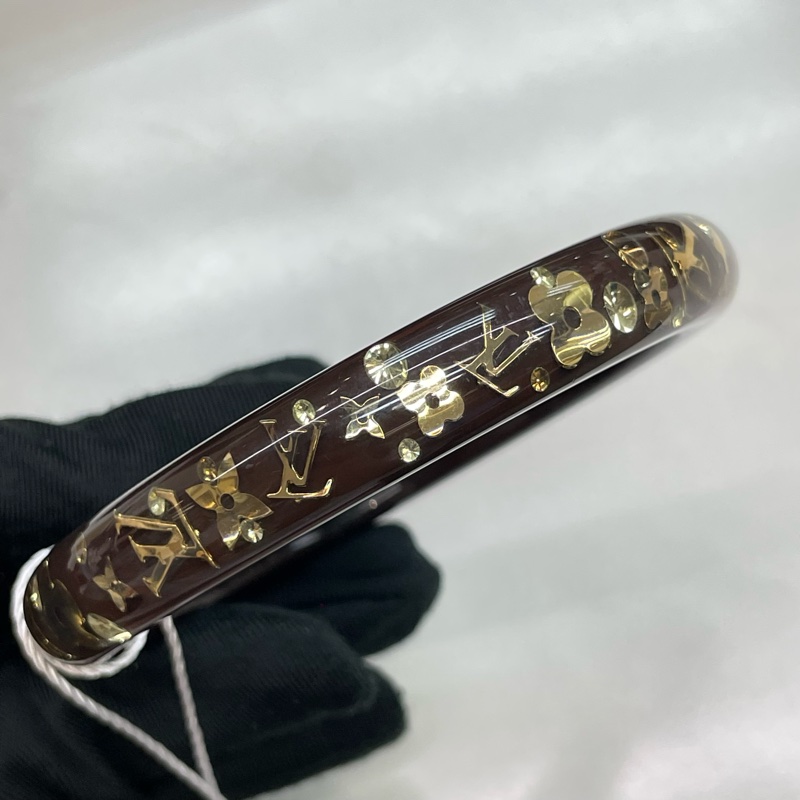 LV 金片Logo 水鑽裝飾 啡色手環 XB325-3