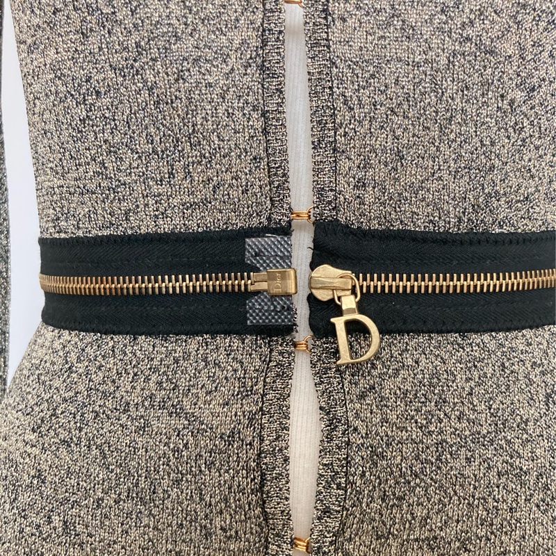 近新Dior迪奧鐵灰色針織長版造型上衣/罩衫外套S-5