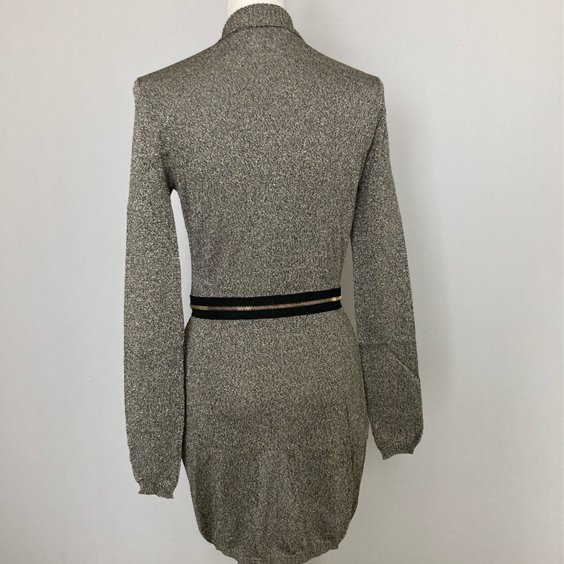 近新Dior迪奧鐵灰色針織長版造型上衣/罩衫外套S-6