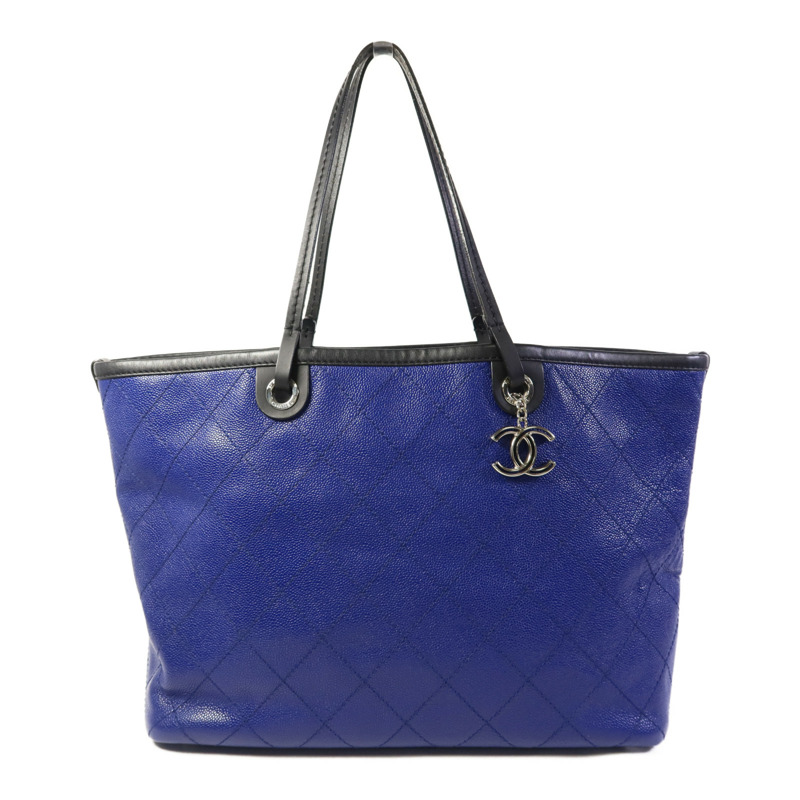 CHANEL 牛皮皮革Totebag銀扣手挽袋-0