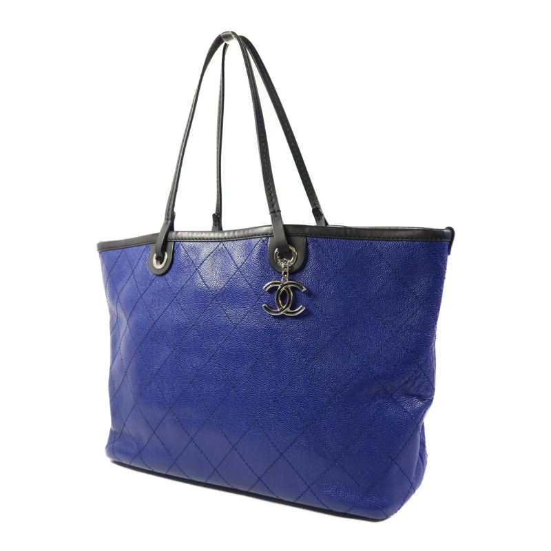 CHANEL 牛皮皮革Totebag銀扣手挽袋-2