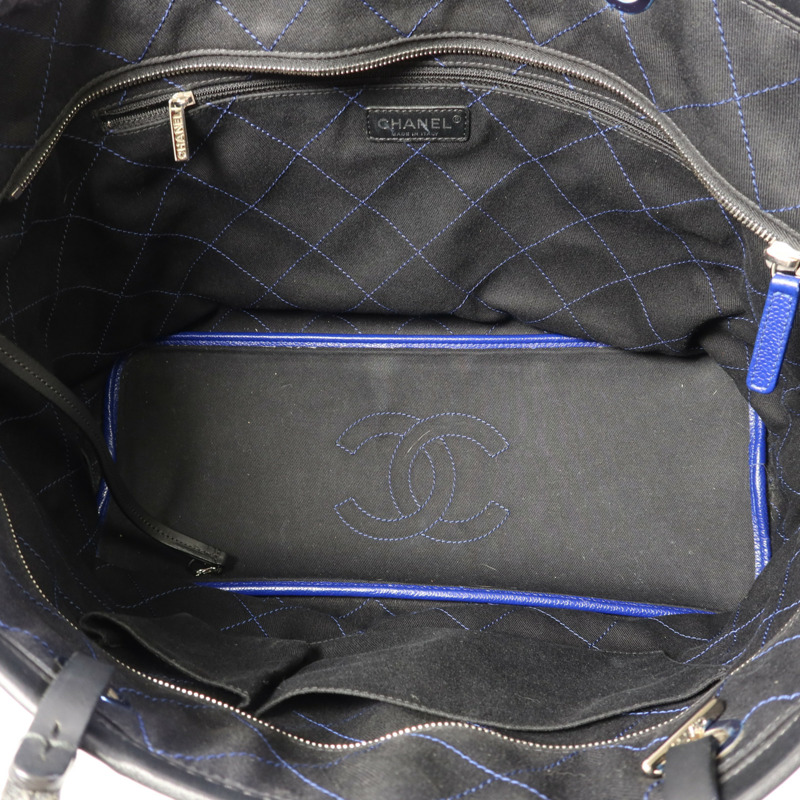 CHANEL 牛皮皮革Totebag銀扣手挽袋-5