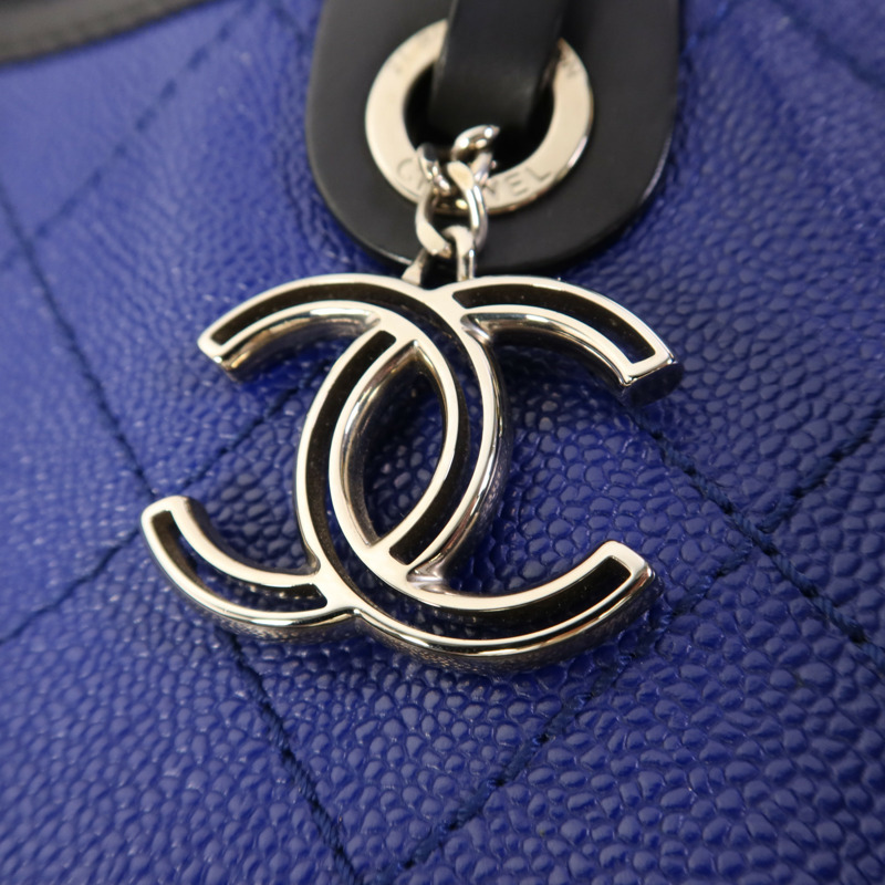 CHANEL 牛皮皮革Totebag銀扣手挽袋-9