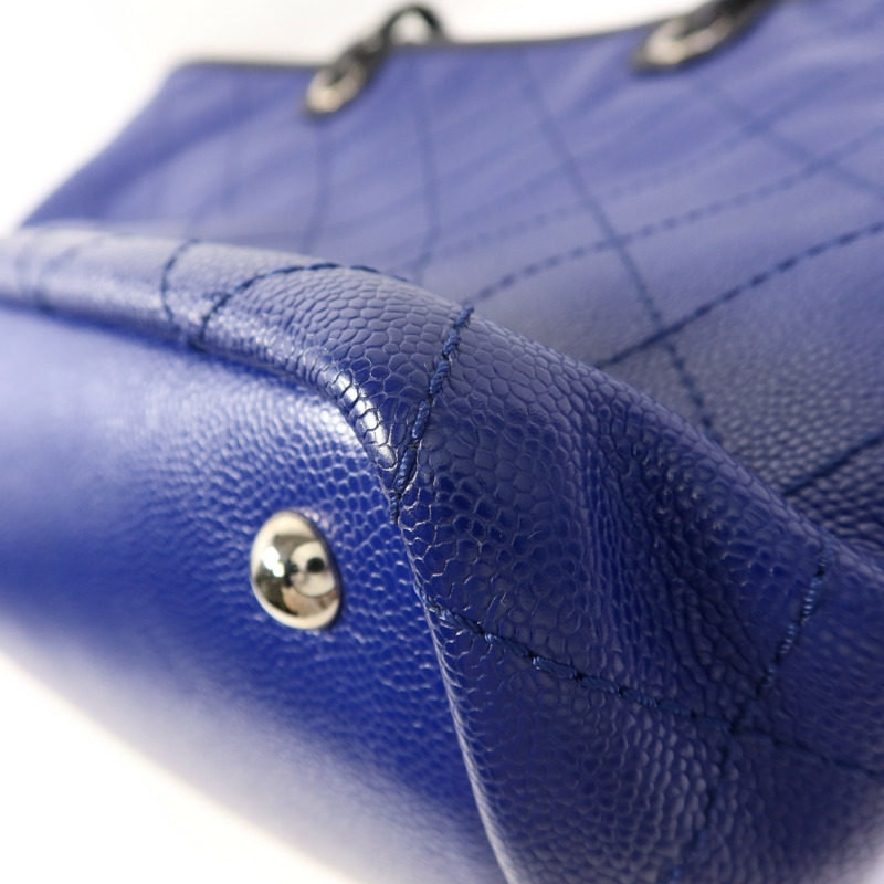 CHANEL 牛皮皮革Totebag銀扣手挽袋-15