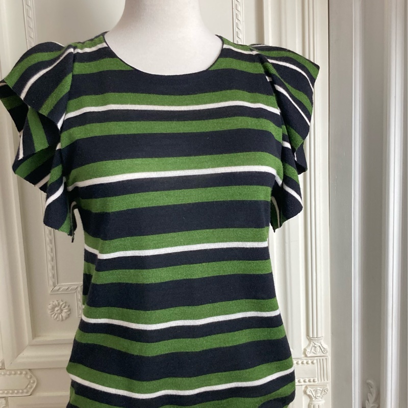 正品PRADA毛料條紋短袖毛衣40號適合S~小M-0