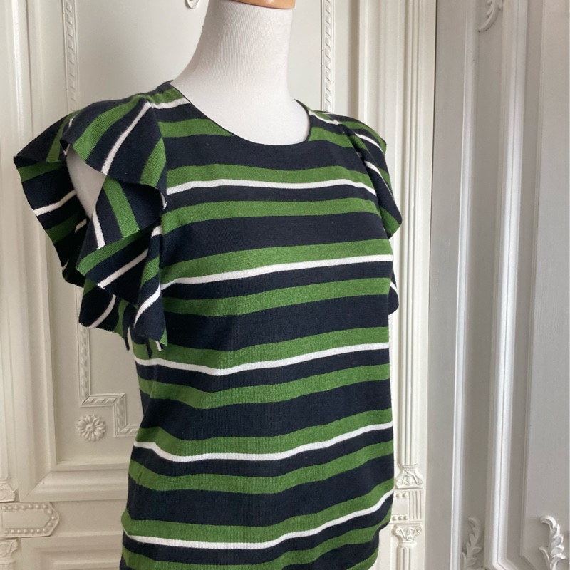 正品PRADA毛料條紋短袖毛衣40號適合S~小M-1