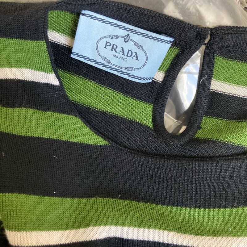 正品PRADA毛料條紋短袖毛衣40號適合S~小M-3