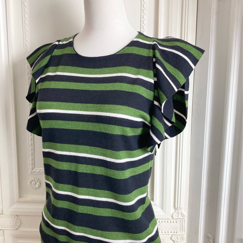 正品PRADA毛料條紋短袖毛衣40號適合S~小M-4