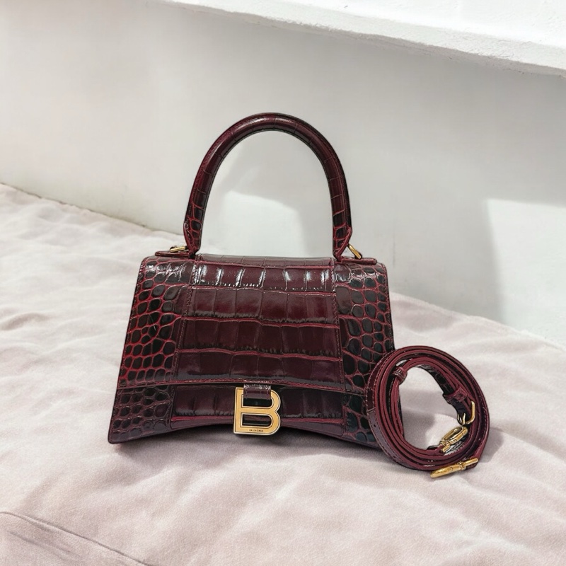 莉亞精品♡ BALENCIAGA 沙漏包 酒紅色 二手美包-0