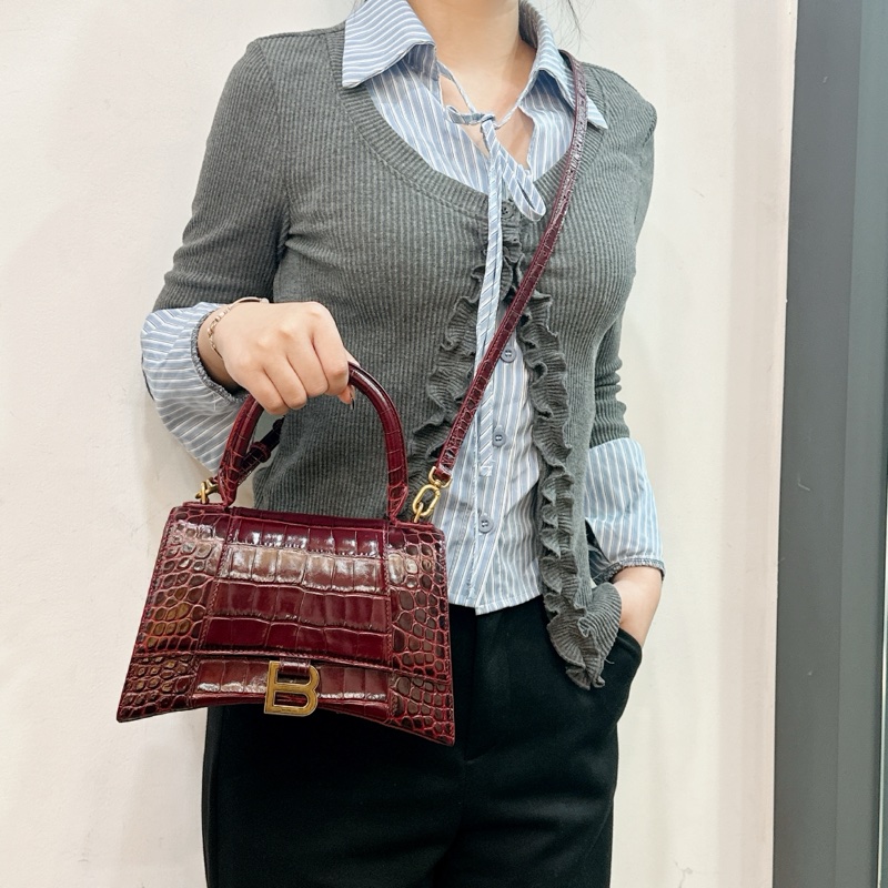 莉亞精品♡ BALENCIAGA 沙漏包 酒紅色 二手美包-1