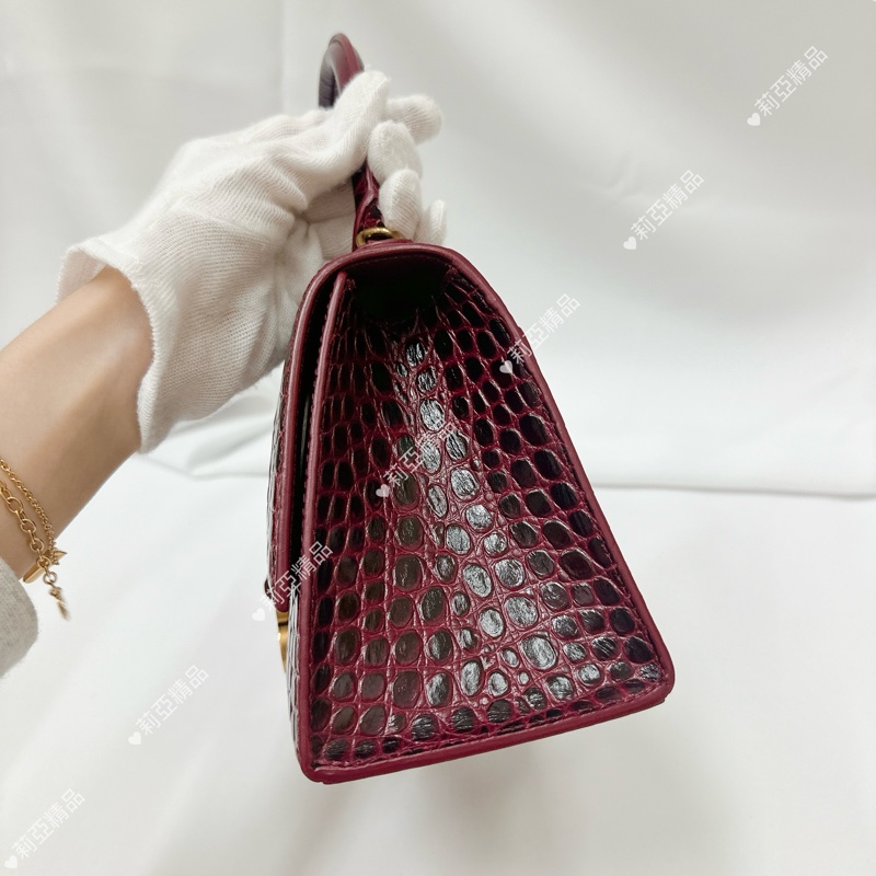 莉亞精品♡ BALENCIAGA 沙漏包 酒紅色 二手美包-4