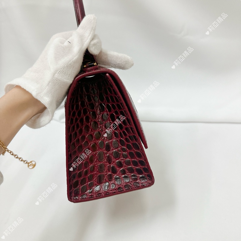 莉亞精品♡ BALENCIAGA 沙漏包 酒紅色 二手美包-5