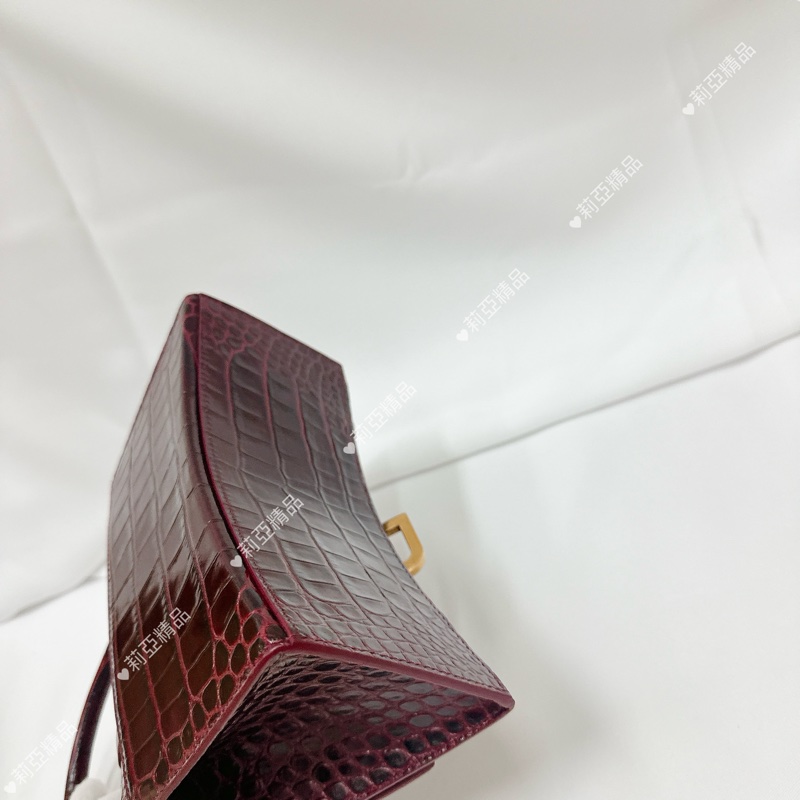 莉亞精品♡ BALENCIAGA 沙漏包 酒紅色 二手美包-9