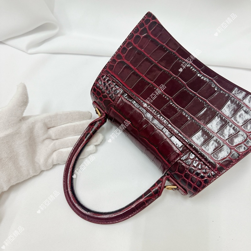 莉亞精品♡ BALENCIAGA 沙漏包 酒紅色 二手美包-11