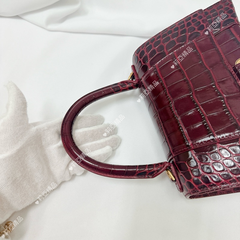 莉亞精品♡ BALENCIAGA 沙漏包 酒紅色 二手美包-12